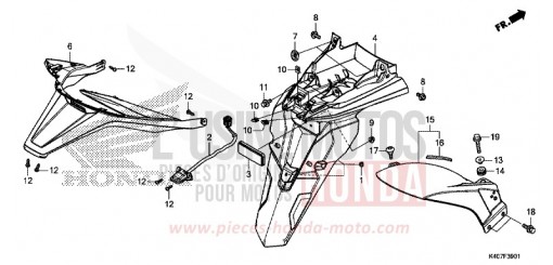 GARDE-BOUE ARRIERE/FEU D'IMMATRICULATION (NSS125ADK) NSS125ADK de 2019
